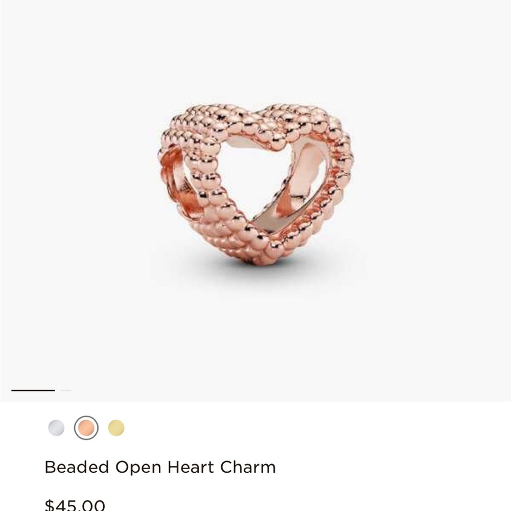 Pandora Gold Heart Charm with Intricate Beading